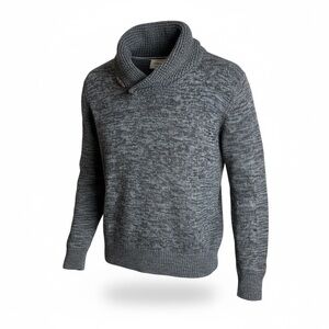 Heather Gray Shawl Neck Knit Sweater Men’s Large